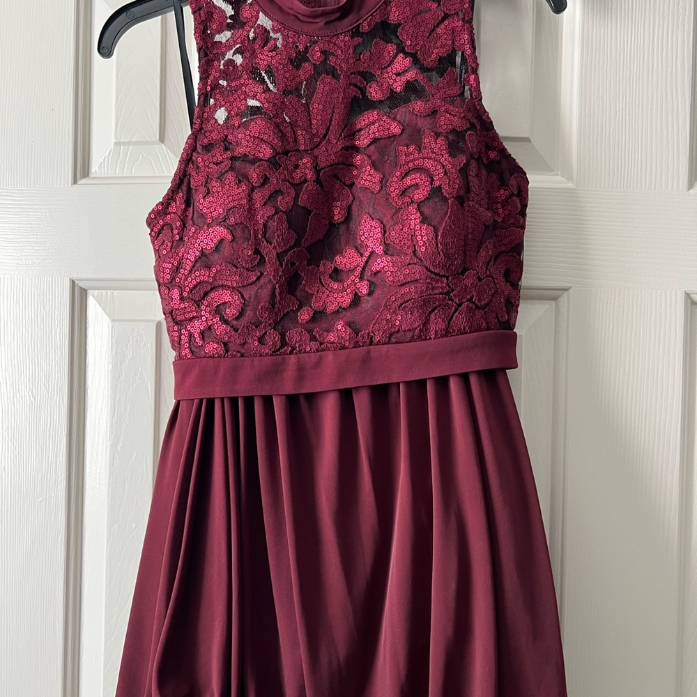 Elegant Burgundy Lace Dress